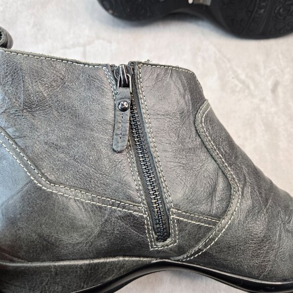 Aetrex Comfort Ankle Boots Leather Gray Minimalist Preppy Chelsea Bootie Size 10 - Picture 11 of 13